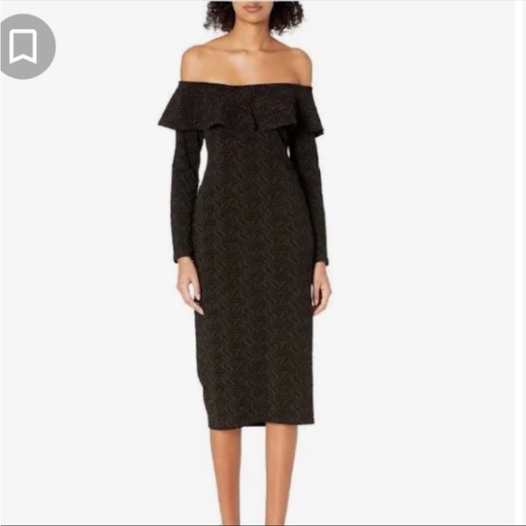 BCBGeneration Dresses & Skirts - (NWT) BCBGeneration Off-the-shoulder Jacquard Knit Midi Sheath Dress S
